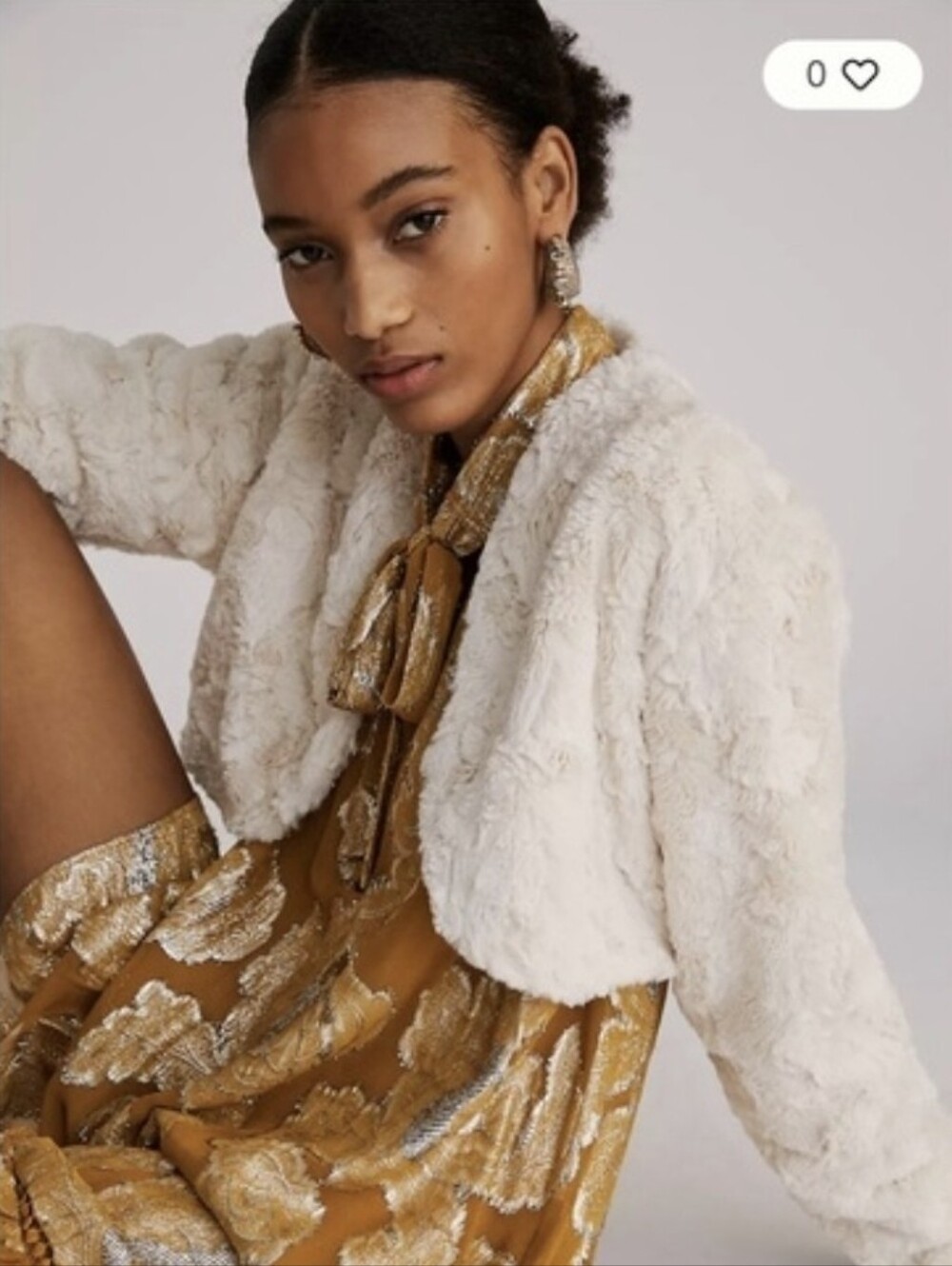 Maeve Cream Faux Fur Shrug Jacket